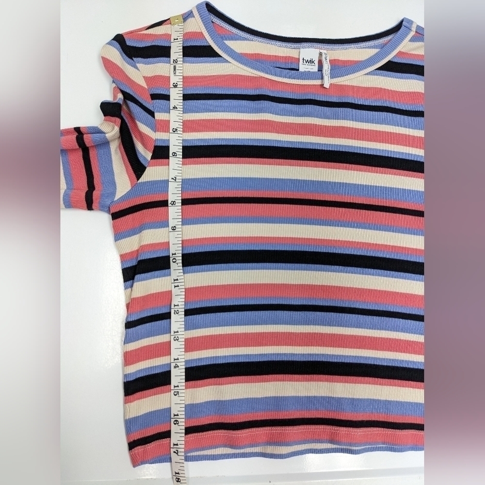 Simons Twik women's long sleeves striped crop top size M - Picture 8 of 9
